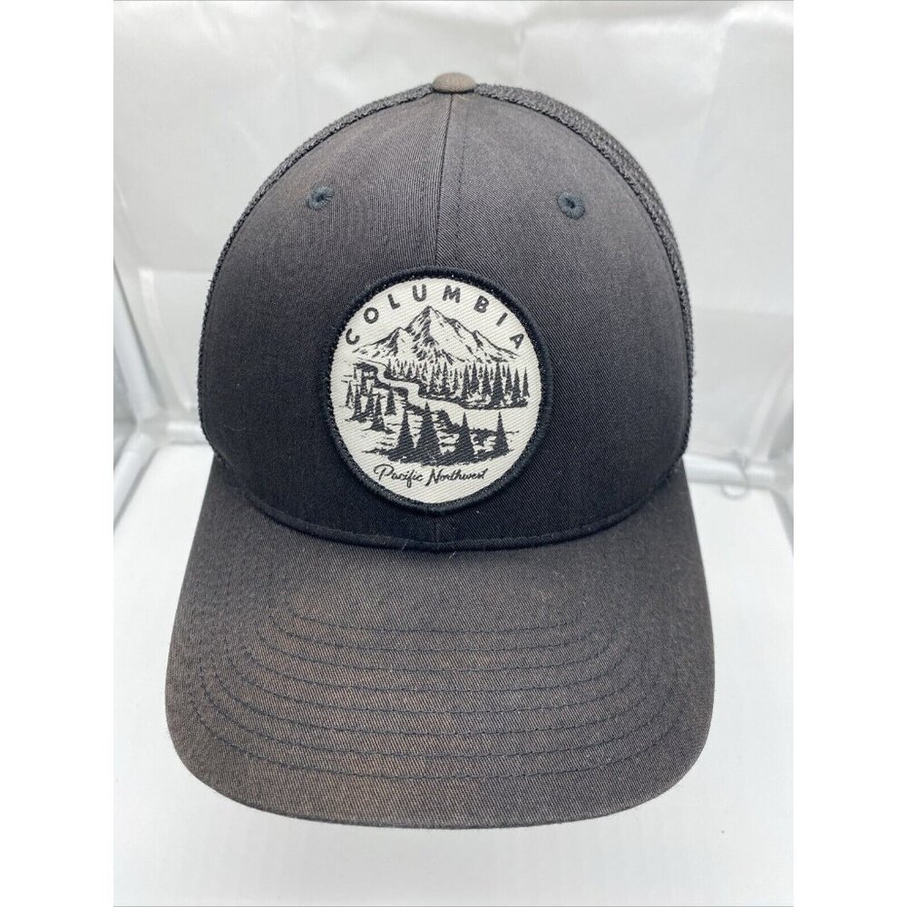 Columbia Black Logo Cap Hat Flex-Fit Stretch S/M Unisex